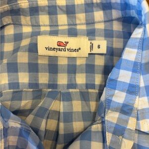Vineyard Vines Light Blue and White Gingham Button-Down Shirt